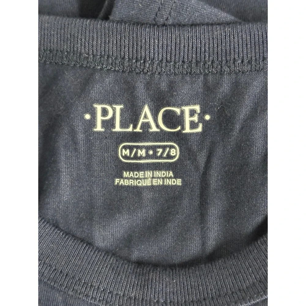 Childrens Place Boys Egg Hunting Squad Navy Blue Graphic Tee Shirt Size M 7/8